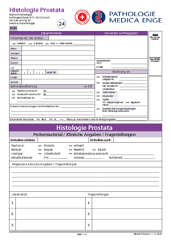 Order form prostate histology (german)