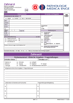 Zahnarzt Auftragsformular